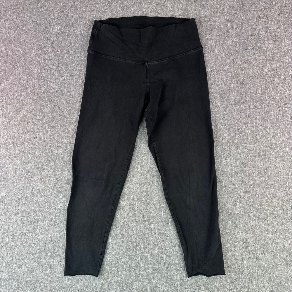 Tna Leggings Womens M High Rise Cropped Black Logo Raw Hem Fair